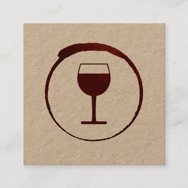 Elegant Red Wine Stain with Wine Glass Square Business Card (Front)
