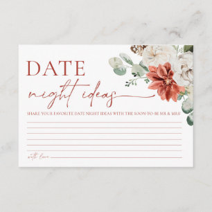 Elegant Red Winter Bridal Shower Date Night Ideas Enclosure Card