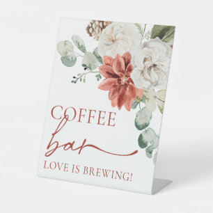 Elegant Red Winter Christmas Coffee Bar Sign