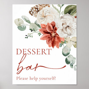 Elegant Red Winter Christmas Dessert Bar Sign