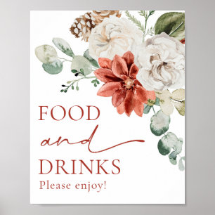 Elegant Red Winter Christmas Food and Drinks Sign