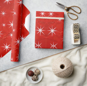 Elegant Red with Shiny stares romantic valentine Wrapping Paper