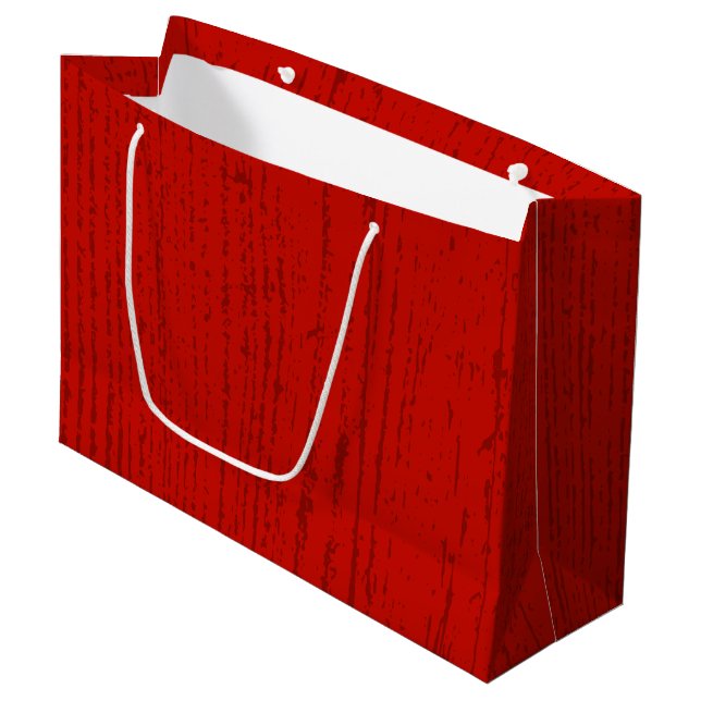 Elegant Red Wood Grain Large Gift Bag (Front Angled)