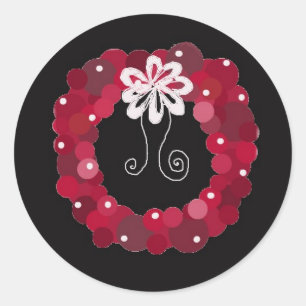 Elegant Red Wreath Design Classic Round Sticker