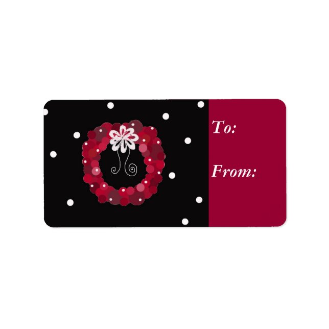 Elegant Red Wreath Gift Tag (Front)