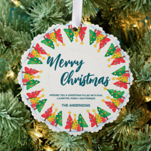 Elegant Red Wreath Holly Berries merry Xmas tree Decoration Card