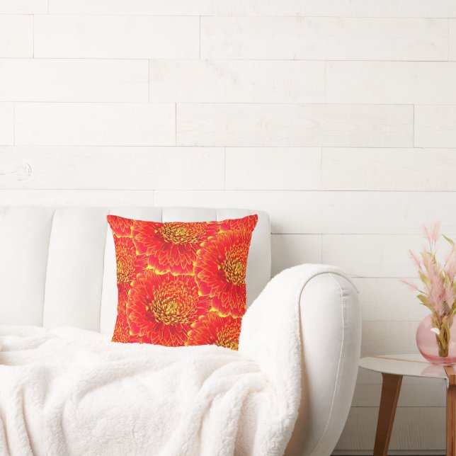 Elegant Red Yellow Florals Pattern Cushion (Couch)