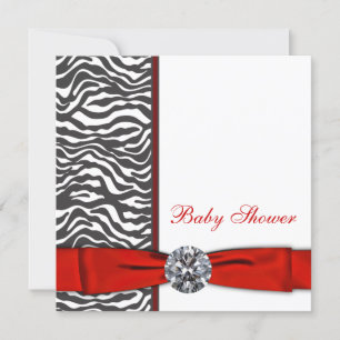 Elegant Red Zebra Baby Shower Invitation