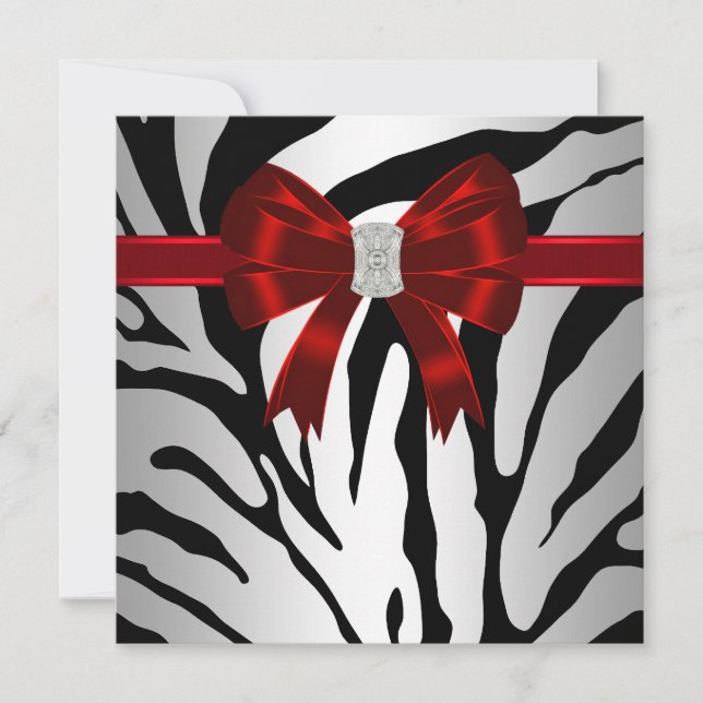 Elegant Red Zebra Party Invitation (Front)