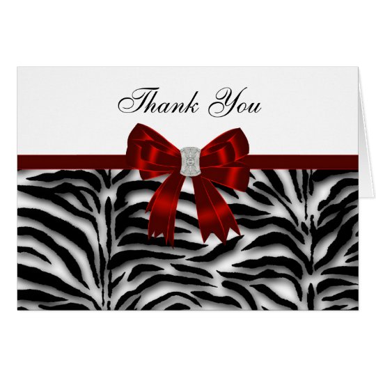 Elegant Red Zebra Thank You Card