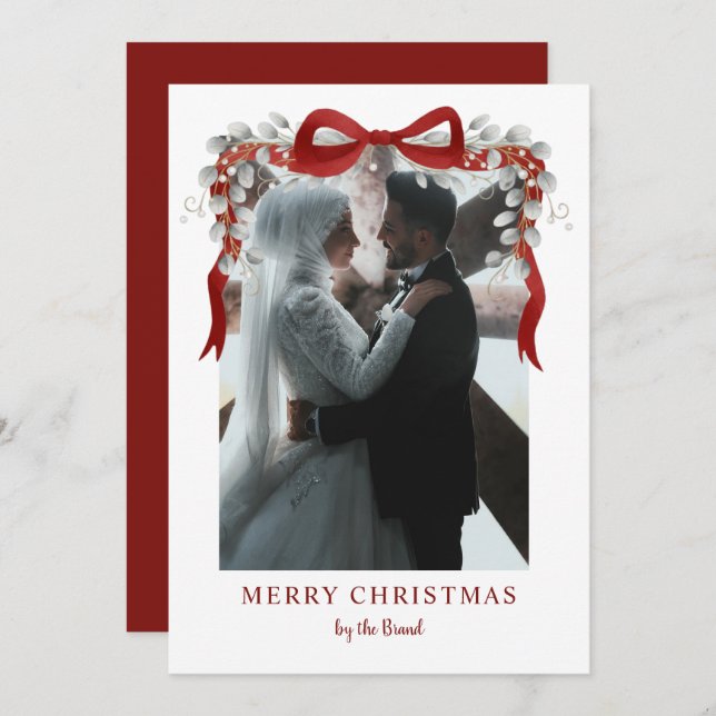 Elegant RedMerry Christmas Letterpress Photo Cards (Front/Back)