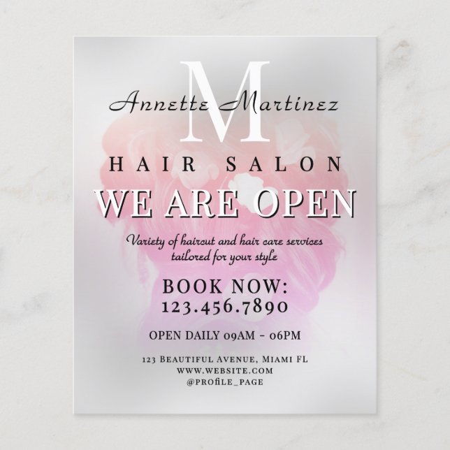 Elegant refined hair salon minimalist flyer (Front)