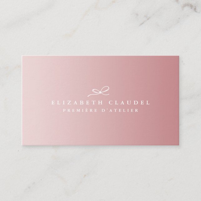 Elegant Refined Luxury Rose Gold Black White Bow Business Card (Front)