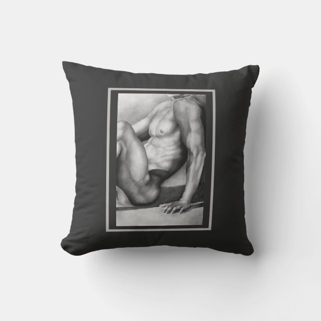 Elegant Refined Male-nude Masculine Art Cool Cushion (Front)