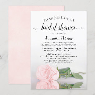 Elegant Reflecting Blush Pink Rose Bridal Shower Invitation