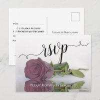 Elegant Reflecting Dusty Mauve Rose Wedding RSVP