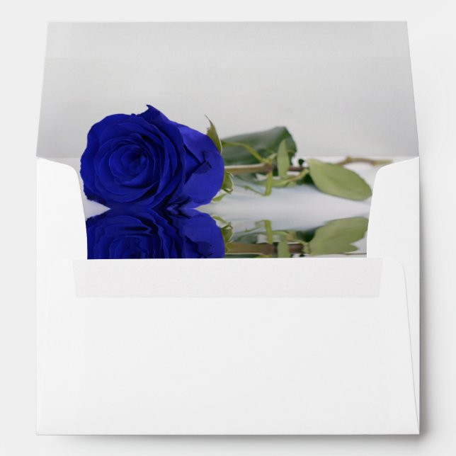 Elegant Reflecting Vivid Royal Blue Rose Wedding Envelope (Back (Bottom))