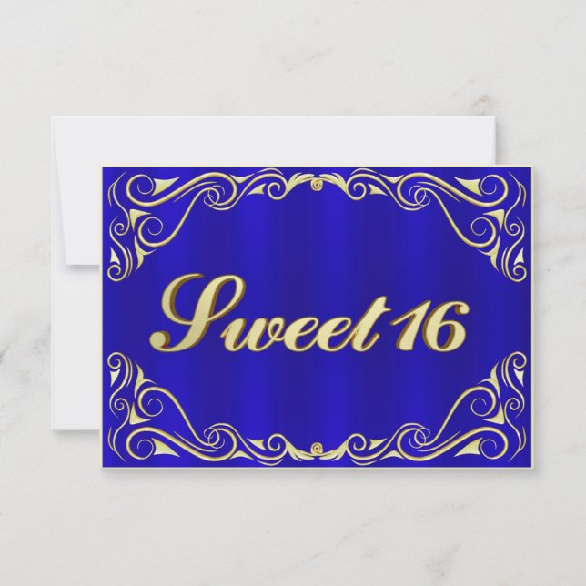 Elegant Regal Gold Typography Sweet 16 RSVP Card (Front)