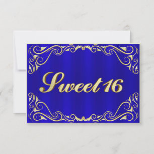 Elegant Regal Gold Typography Sweet 16 RSVP Card