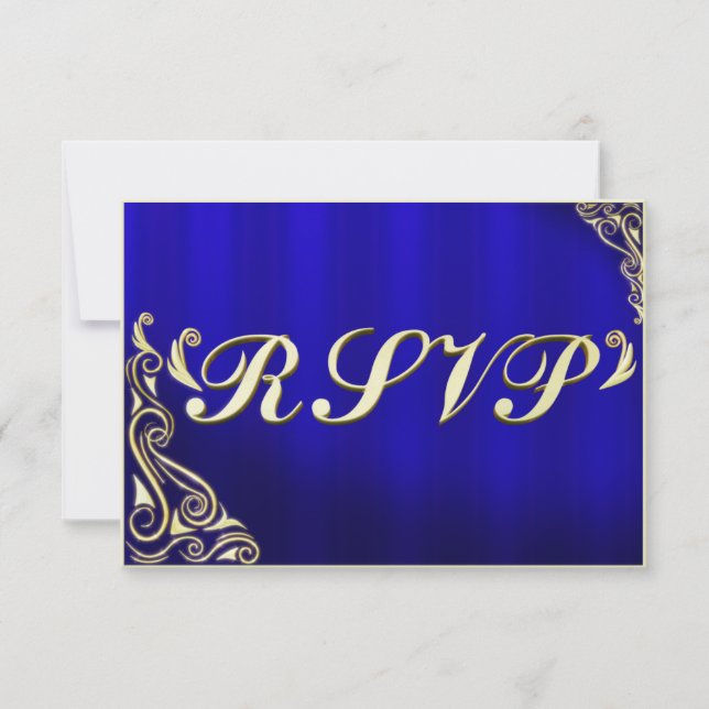 Elegant Regal Golden Flourish Typography RSVP Card (Front)