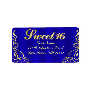 Elegant Regal Golden Sweet 16 Address Label