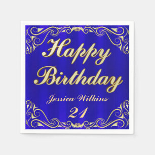 Elegant Regal Golden Typography Birthday Napkin