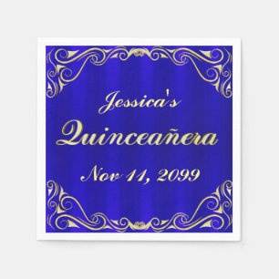 Elegant Regal Golden Typography Quinceañera Napkin