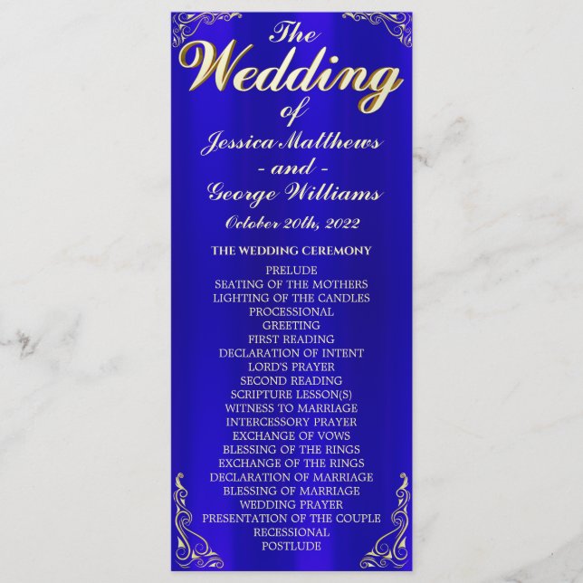 Elegant Regal Golden Typography Wedding Programme (Front)