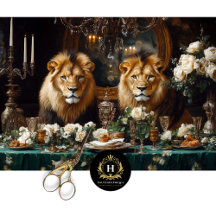 Elegant Regal Lion Wedding Floral Table Decoupage 