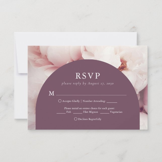 Elegant Regal Purple Peonies Menu Choice Wedding (Front)