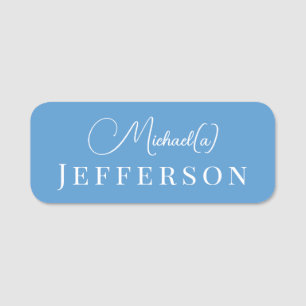 Elegant Regatta Blue Chic Handwritten Name Tag