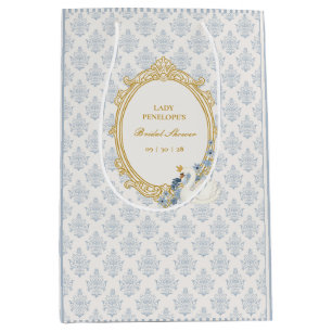 Elegant Regency Era Blue and Gold Bridal Shower Medium Gift Bag