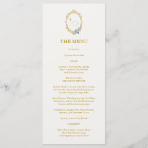 Elegant Regency Era Blue and Gold Bridal Shower Menu