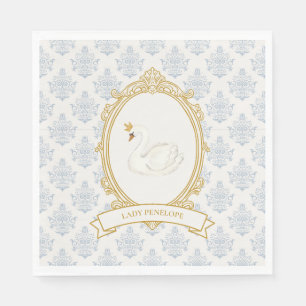 Elegant Regency Era Blue and Gold Bridal Shower Napkin