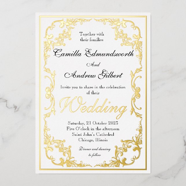 Elegant Regency Gold Ornate Border Wedding (Front)