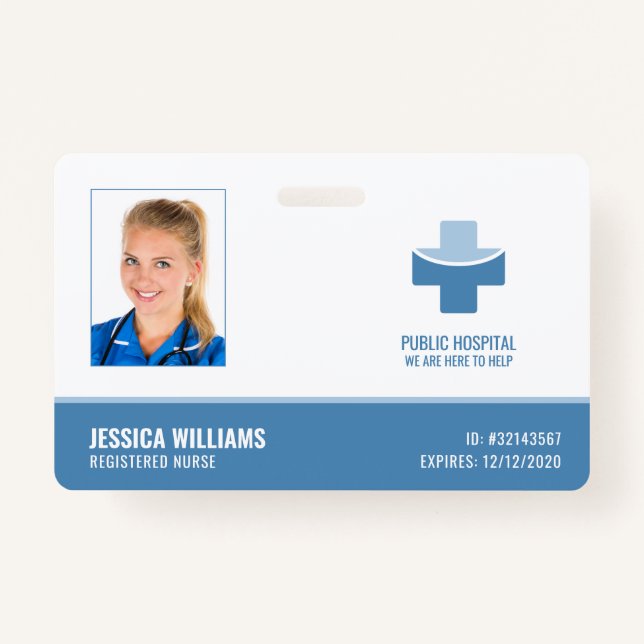 Elegant Registered Nurse RN Medical Staff ID ID Badge (Front)