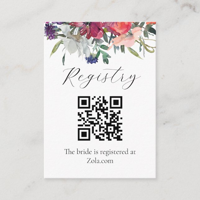 Elegant Registry Bridal Shower Enclosure Card (Front)