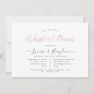 Elegant Rehearsal Dinner, Blush Modern Script Announcement