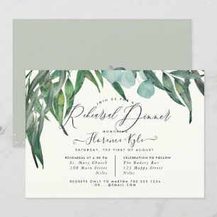 Elegant Rehearsal Dinner Eucalyptus Greenery Invitation