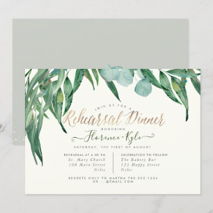 Elegant Rehearsal Dinner Eucalyptus Greenery Invitation
