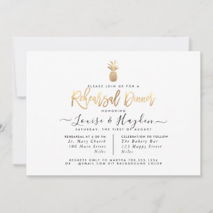 Elegant Rehearsal Dinner, Faux Gold Pineapple Announcement