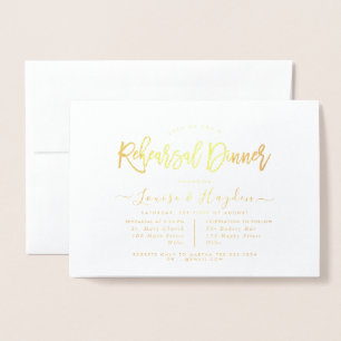Elegant Rehearsal Dinner, Gold Foil Card