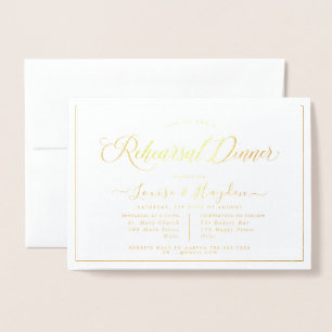 Elegant Rehearsal Dinner, Gold Foil Foil Card