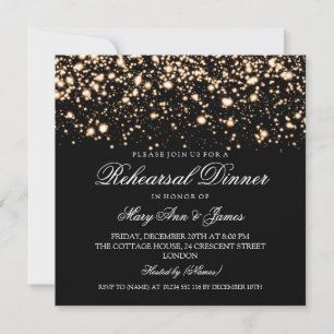 Elegant Rehearsal Dinner Gold Midnight Glam Invitation