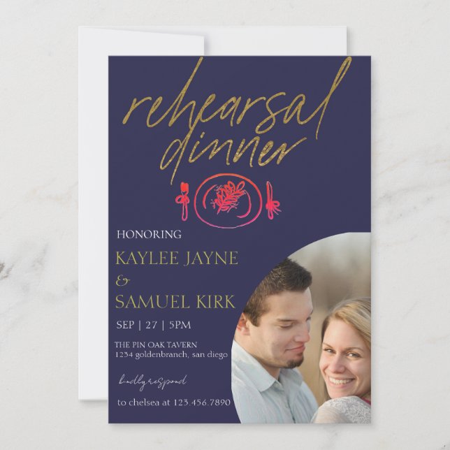 Elegant Rehearsal Dinner Invitation (Front)