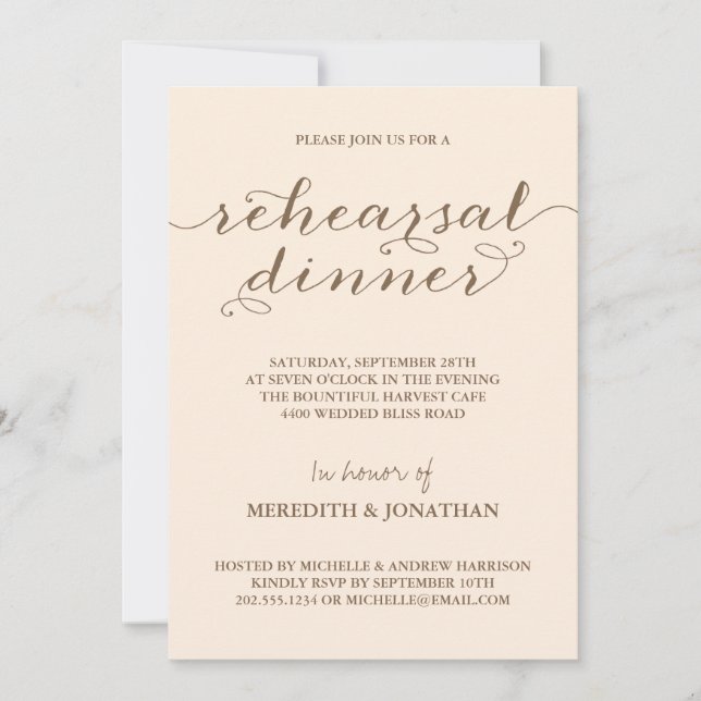 Elegant Rehearsal Dinner Invitation (Front)