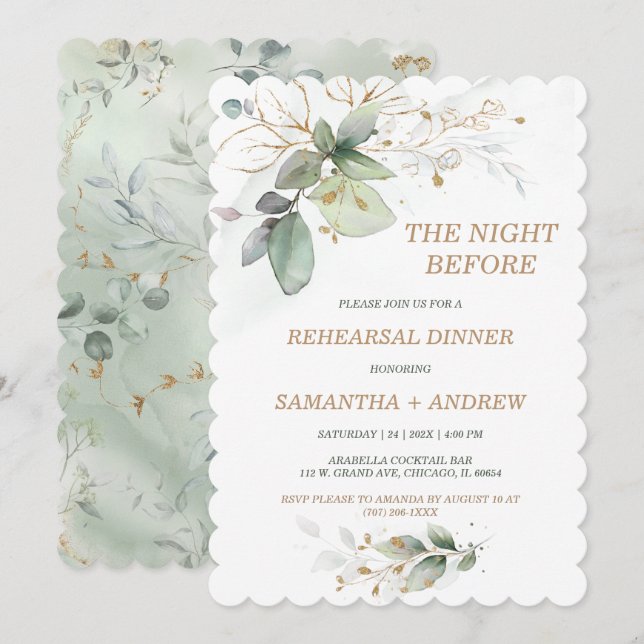 Elegant Rehearsal Dinner Invitation (Front/Back)