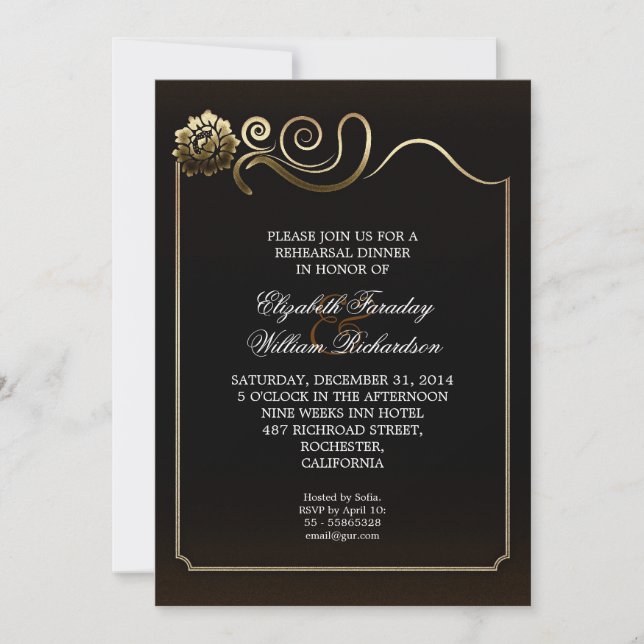elegant rehearsal dinner invitation (Front)