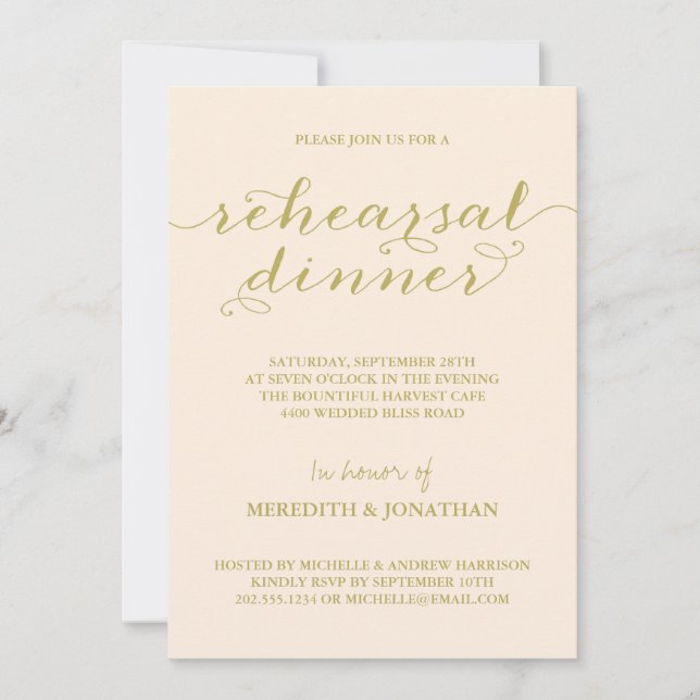 Elegant Rehearsal Dinner Invitation (Front)