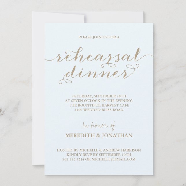 Elegant Rehearsal Dinner Invitation (Front)
